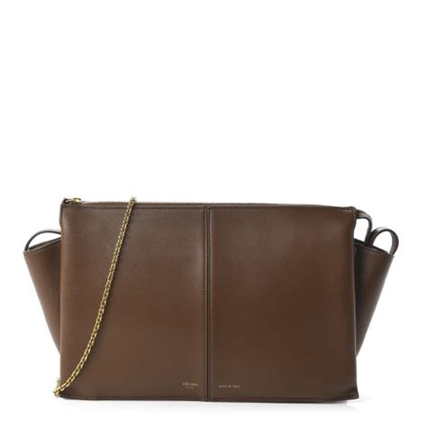 celine tri-fold clutch on chain in havana supple natural calfskin|Celine Tri Fold .